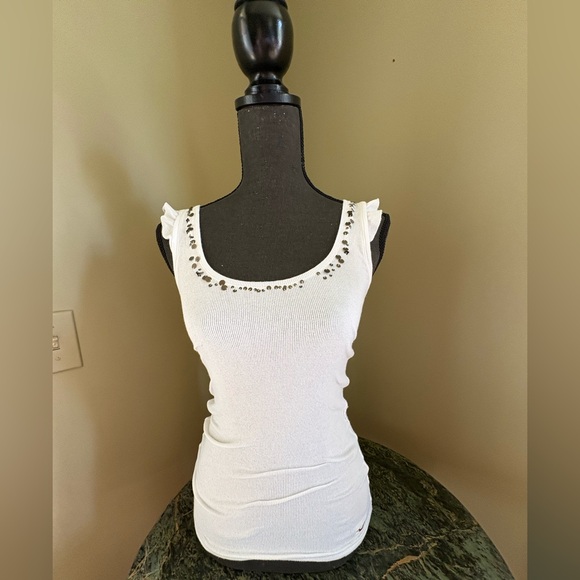 Hollister Tops - Hollister - Y2K Vintage White Tank Top with Studded Neckline - Size S